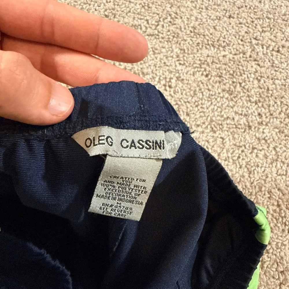 Vintage Oleg Cassini Sport Track Pants Mens Medium Navy Blue Side Stripe 90s